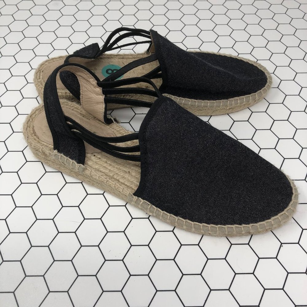 Picon Sling back Espadrilles Denim Blue Gold 8 - Picture 2 of 9